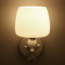 简约白色壁灯LED暖光现代客厅卧室床头灯创意造型儿童房灯海豚灯(白色双头 带5w光源)
