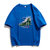 美式复古个性印刷拼色短袖圆领男夏季新款潮牌宽松学生体恤  MD85(MD85蓝色 XXL)