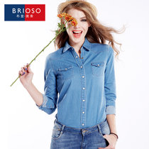 BRIOSO牛仔衬衫女士新款牛仔衬衫女衬衫百搭休闲衬衫(B15NZ01-1 XL)