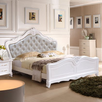 木巴欧式床法式床田园床大床1.8米 实木韩式床公主床婚床双人床(米白色 默认)