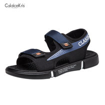 CaldiceKris （中国CK）时尚休闲露趾透气沙滩魔术贴沙滩鞋CK-X3331(黑底蓝色 43)