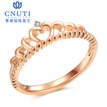 CNUTI粤通国际珠宝 18K金钻石戒指 彩金钻戒指环 女神皇冠