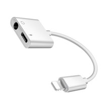 苹果7/8/X耳机转接头 转接线二合一充电听歌通话线控 ipad iphone8 iphone7plus转换器线分线器(3.5mm+Lighting接口)