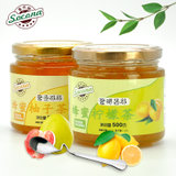 送弯曲勺 Socona蜂蜜柚子茶500g+柠檬茶500g韩国风味水果酱冲饮品