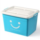 加厚收纳箱塑料整理盒有盖透明储物箱子蓝色30L长41宽28.5高22.5厘米JMQ-304