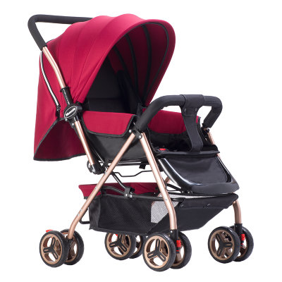 Wisesonle便携婴儿推车 可坐可躺 双向推行 折叠儿童伞车宝宝好孩子手推婴儿童车(铝合金法国酒红)