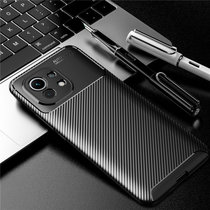 斑马龙 小米11手机壳MI11保护套镜头全包碳纤维纹防摔轻奢商务硅胶软壳(黑色 小米11)