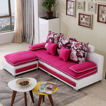 紫茉莉布艺沙发现代简约大小户型客厅转角皮布沙发组合家具