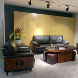 真皮办公室沙发办公沙发简约现代接待室会客商务沙发茶几组合套装(默认 1+1+3西皮)