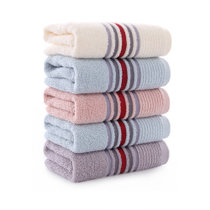 图强五色缎毛巾5条装m6375-紫1+米1+粉1+蓝2条 柔软吸水