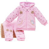 童泰  宝宝婴儿带帽加厚棉服套装  80053(粉色 100cm)