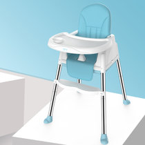 竹咏汇 宝宝餐椅多功能可折叠便携式婴儿椅子BB吃饭餐桌椅座椅儿童餐椅(蓝色无餐盘带坐垫送四轮)