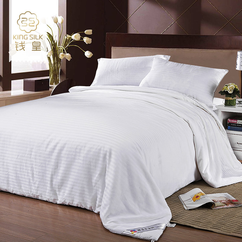 被子钱皇蚕丝被100桑蚕丝被芯空调被夏凉被春秋被条纹粉蚕丝净重5斤