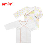 Emimi 爱米米 日本制造婴儿纯棉短款上衣和尚服套装 0-3个月(新生儿（0-3个月） 法式米星)