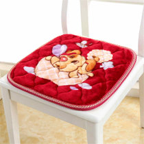 斜月三星2条装冬季保暖毛绒坐垫椅垫2条装红色坐垫（随机花型） 防滑保暖 久坐不累