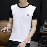 夏季新款男士短袖t恤 中国风修身纯棉学生潮流半袖青年上衣男生(黑色 M)