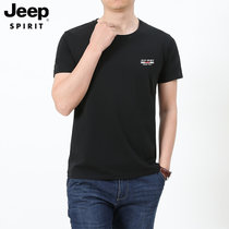 Jeep吉普夏季新款字母图案短袖T恤极简风格百搭半袖潮款打底衫青年时尚运动短T(金色 XXL)