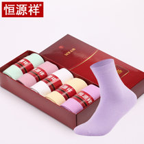 恒源祥袜子女士妈妈袜纯棉防臭春夏四季中筒袜全棉中老年奶奶女袜(彩色 均码（纯棉防臭 5双装）)