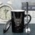 创意个性杯子陶瓷马克杯带盖勺潮流情侣喝水杯家用咖啡杯定制logo(处女座+专属勺+盖子（黑）)