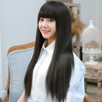 美元素假发 女长直发假发 直发新款女长发型假头发修脸经典齐刘海 女士假发套(hg91酒红色)