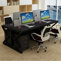 【京好】职员办公桌 四人位员工电脑桌 现代简约环保2/4/6工作位屏风六人A151(黑面+黑架 单人位带柜)