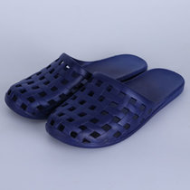 SUNTEK韩版平底家居平跟拖鞋女夏包头洞洞软底防滑浴室塑料包脚凉拖鞋(40 深蓝色)