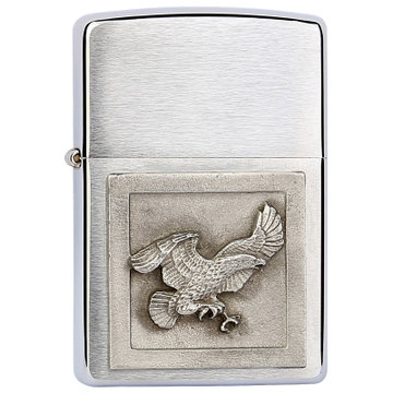 之宝zippo打火机20129雄鹰徽章防风煤油打火机 镀铬拉丝贴章 老机停产
