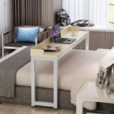 爱型床上电脑桌可移动书桌跨床桌写字台长条办公桌懒人桌子双人阅览桌(白枫面白腿 适合床外沿宽1米)