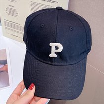 SUNTEKins克莱因蓝色针织帽子冷帽保暖百搭冬季P字母纯色男女加厚毛线帽(M（56-58cm） 鸭舌帽 黑色)
