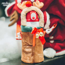 ALL JOINT保温杯女鹿吸管款便携兔子可爱网红新年物麋鹿水杯ins(【欧集】小麋鹿款-麋鹿水晶绒杯套-含贴纸)