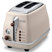 德龙（Delonghi）面包机 家用不锈钢复古多士炉吐司机 早餐烤面包机 CTO2003奶白