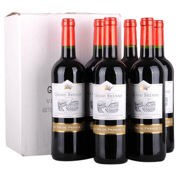 【真快乐在线自营】法国布瑞尼干红葡萄酒 750ml*6整箱装