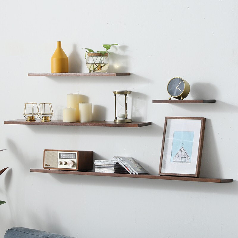 家逸 北欧一字墙上置物架隔板墙面装饰墙壁书架实木置物架卧室客厅