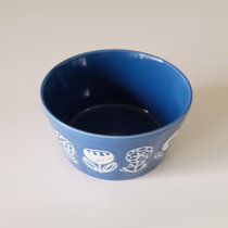 日本进口美浓烧植物花朵陶瓷汤碗日式釉下彩酸奶碗甜品碗水果碗(蓝色款S号 默认版本)