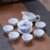 茶具套装青花陶瓷家用泡茶器功夫盖碗整套简约茶杯(8件套（高白瓷）牡丹)