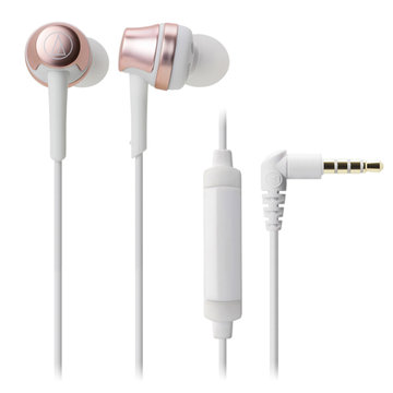 铁三角(audio-technica) ATH-CKR50iS 入耳式耳机 小巧舒适 智能线控 金属质感 粉色