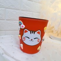 卡通可爱多啦a梦招财猫迷你桌面收纳桶儿童书桌垃圾桶零食杂物桶(招财猫 默认版本)