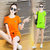 莉菲姿 2017夏季新款运动休闲套装女字母修身显瘦短袖T恤跑步短裤两件套(绿色 L)