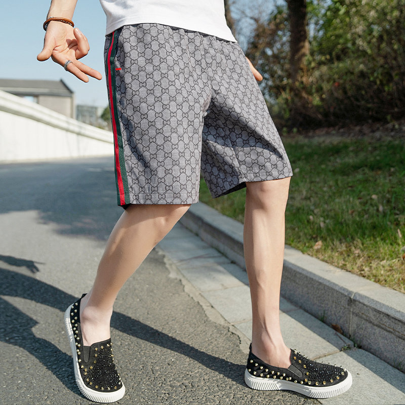 短裤vinborlee潮牌格子五分裤子男夏季潮流时尚个性短裤宽松运动休闲