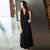 MISS LISA韩版时尚气质中长款连衣裙女式高腰打底裙黑色大摆裙EY3320(黑色 M)