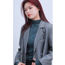西装纯色外套女气质韩版英伦风职业装西服上衣(浅灰 S)