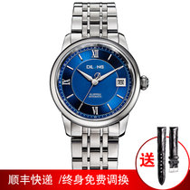 帝浪(DILANG)男士手表进口自动机械机芯钢带皮带休闲绅士腕表V6(蓝面钢色 钢带)