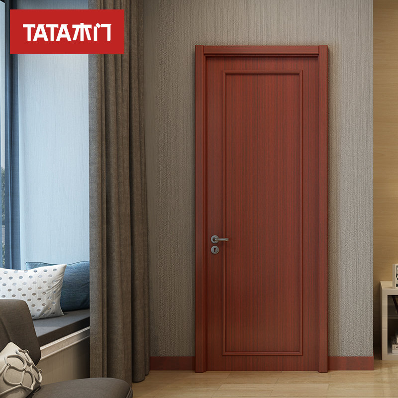 门窗类tata木门现代简约室内门套装门实木复合免漆定制木门008熟栗色
