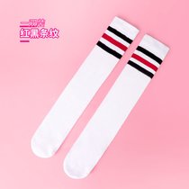 SUNTEK儿童长筒袜春秋季学生舞蹈袜子男童足球袜女童白色棉过膝袜中筒袜(不过膝M码（建议身高125-145厘米，8-13岁） 【1双】红黑条纹)