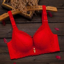 SUNTEK春夏婴儿棉内衣女小胸聚拢收副乳无钢圈胸罩三排扣加厚平胸文胸(红色---上薄下厚2CM左右---无钢圈512款 36B 80B)