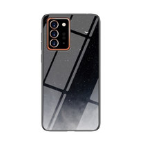 三星Note20手机壳新款note20UItra星空彩绘玻璃壳NOTE20U防摔软边保护套(星空月牙 Note20UItra)