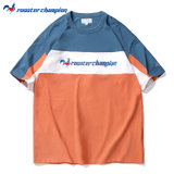 ROOSTER CHAMPION法国公鸡短袖T恤男欧洲站新款拼色复古半袖F21053(橙色 S)