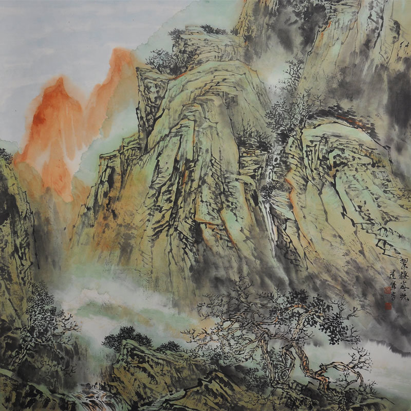 收藏品中国美协会员杨建军工笔山水翠接岚光4平尺返回商品页
