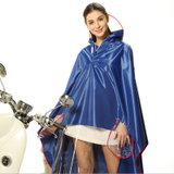 雨程摩托车电瓶车电动车雨衣透明大帽檐加大加厚雨披(蓝色)