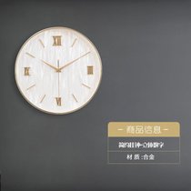 美式挂钟简约艺术家用时尚创意客厅餐厅现代大气静音挂墙立体钟表(12英寸（直径30.5厘米） 玫瑰金边框-竖纹理-罗马数字款字款)